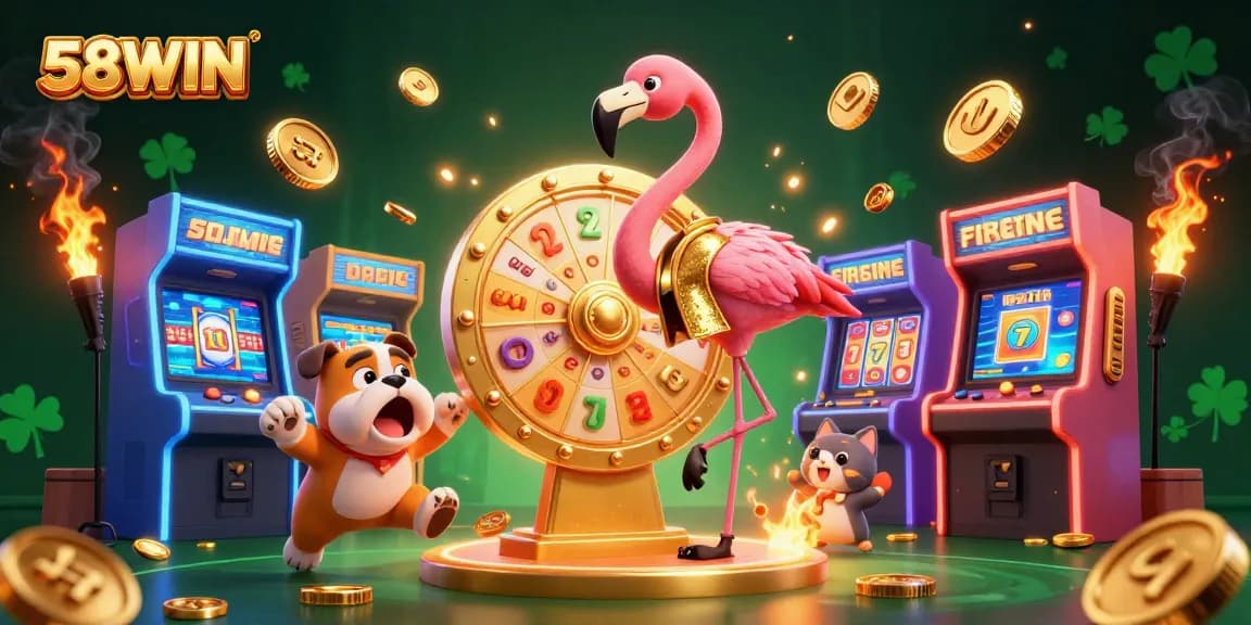 Engage with 58WIN's exciting jackpot gaming experience featuring vibrant characters and elements.