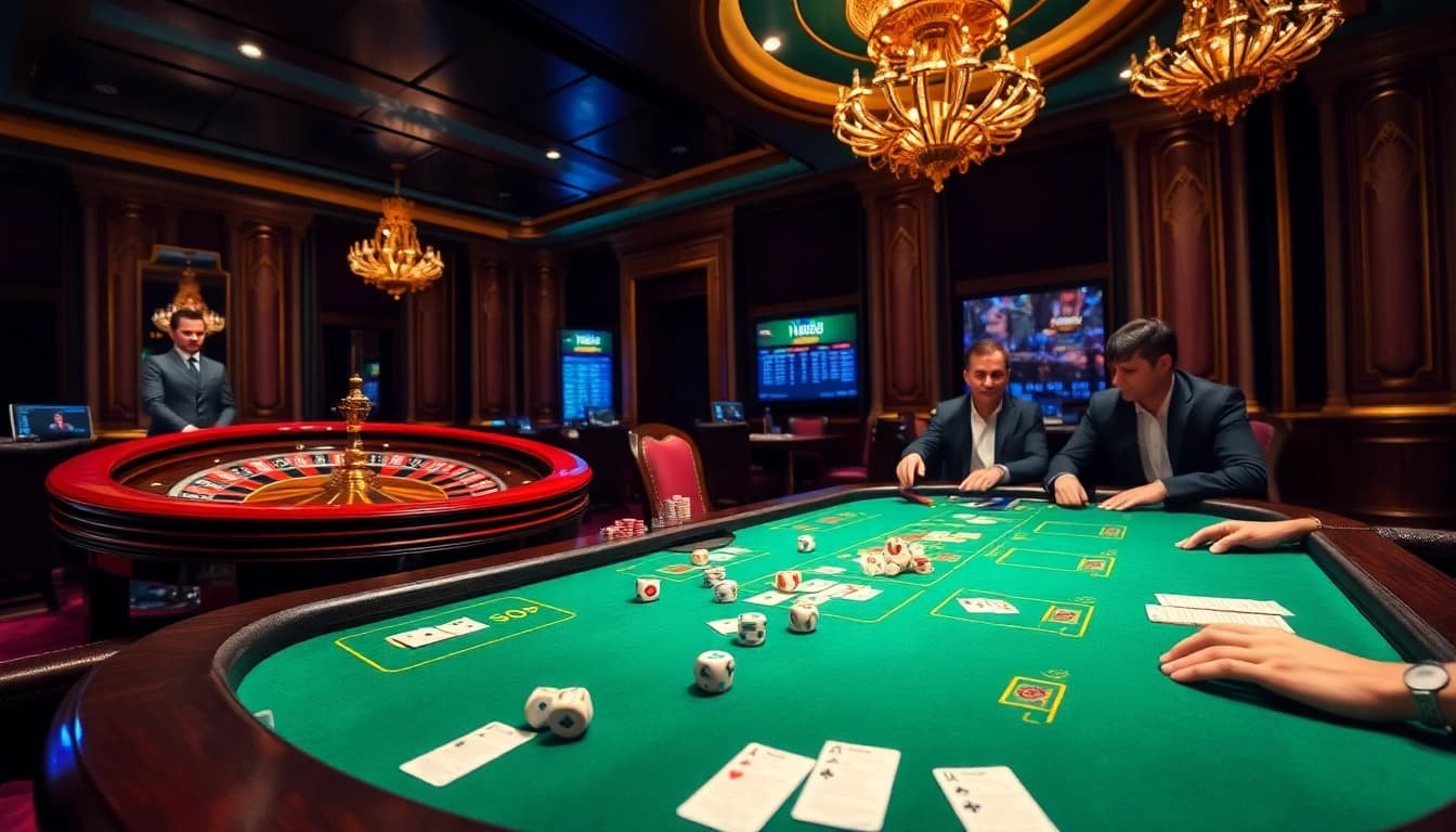 Experience thrilling moments at Hay88 with an engaging poker game in a luxury casino setting.