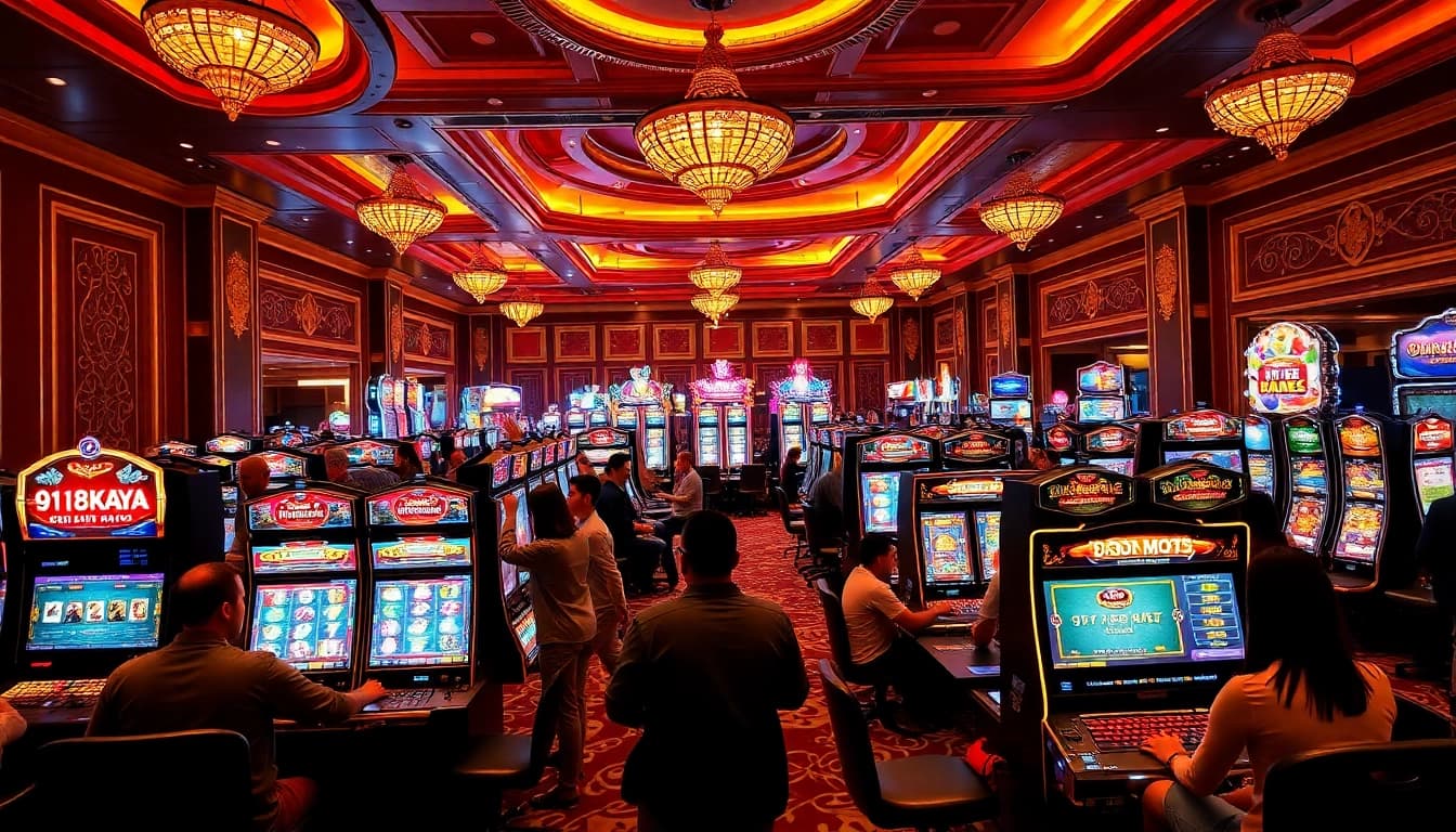 Experience thrilling gaming with 918Kaya PNG on luxurious slot machines in action.