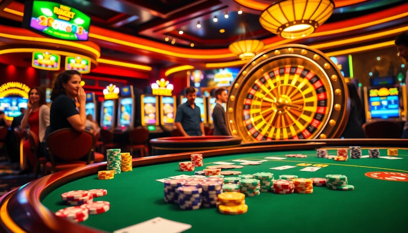 Experience the thrill of rikbet at a luxurious casino table with poker chips and roulette.