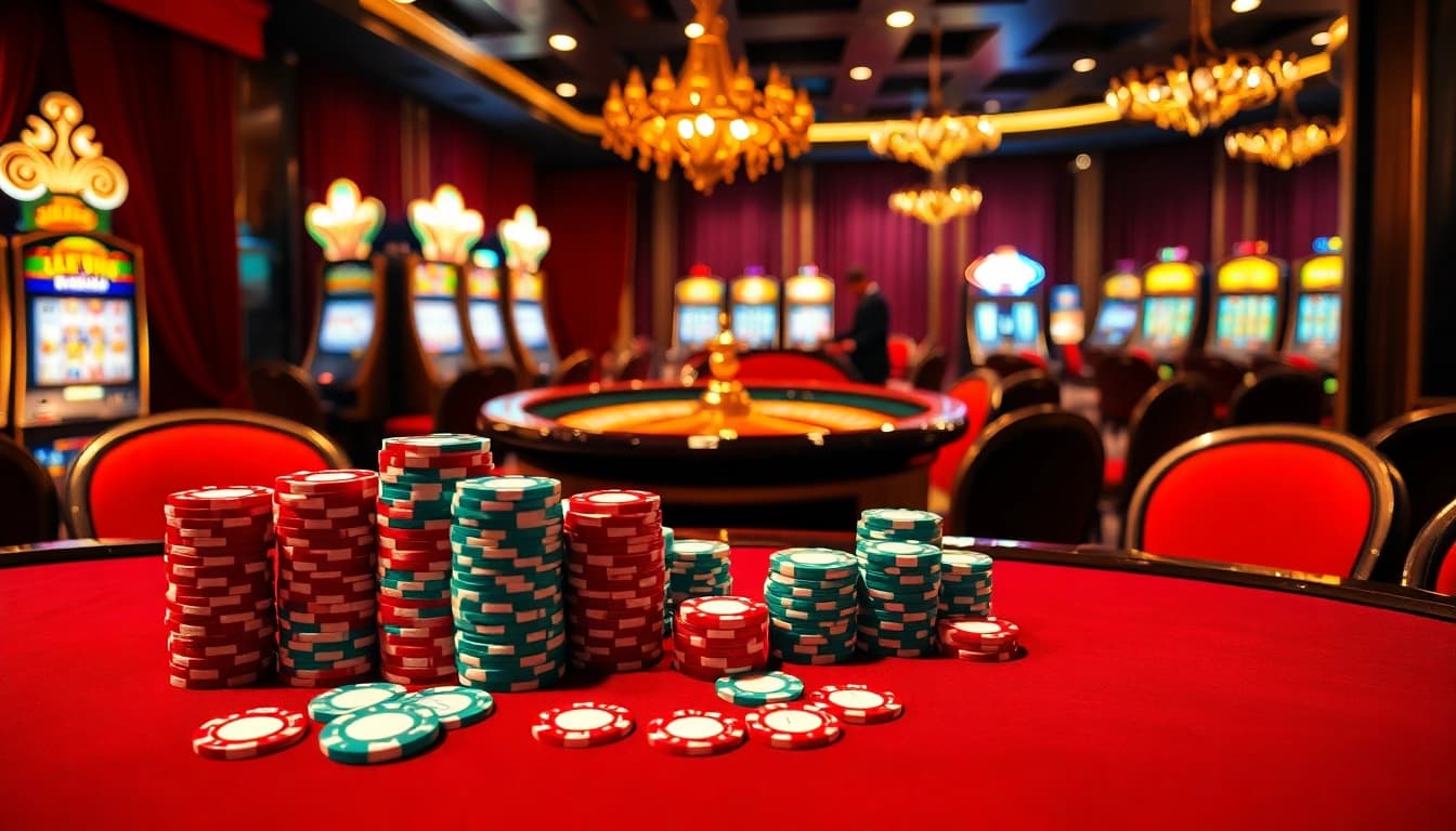 Experience excitement at https://bem88.io/ with a stunning poker table surrounded by eager players.