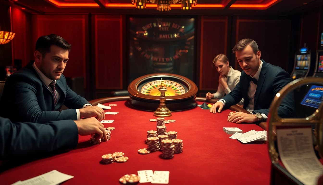 Experience high-stakes gaming at https://lodetructuyen.us/ with luxurious poker, chips, and a roulette wheel.