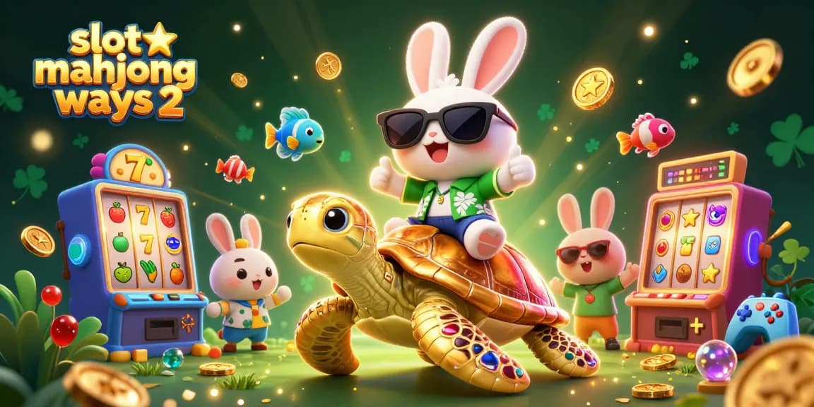 Experience fun and excitement with slot mahjong ways 2 as a lucky rabbit and sea turtle celebrate wins!