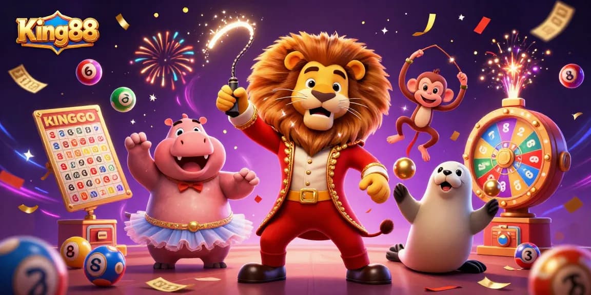 Experience exciting games at King88 with vibrant lottery balls and joyful characters!
