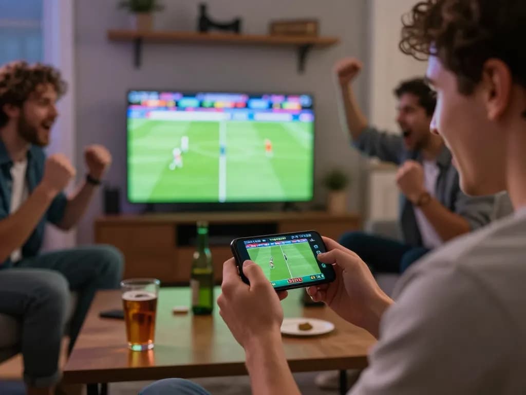 Experience the thrill of sports betting with 78win during a live match at home.