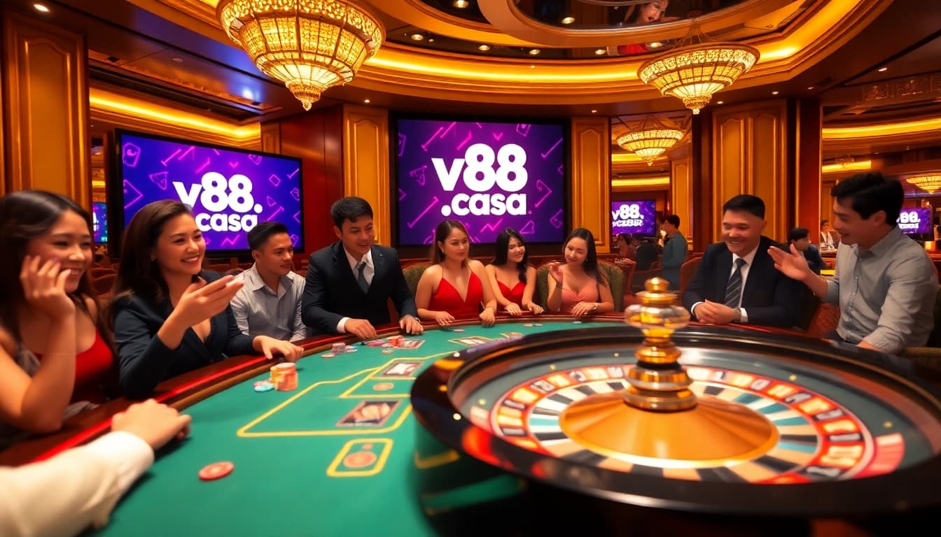 Experience thrilling gambling action at v88.casa with a vibrant casino scene.