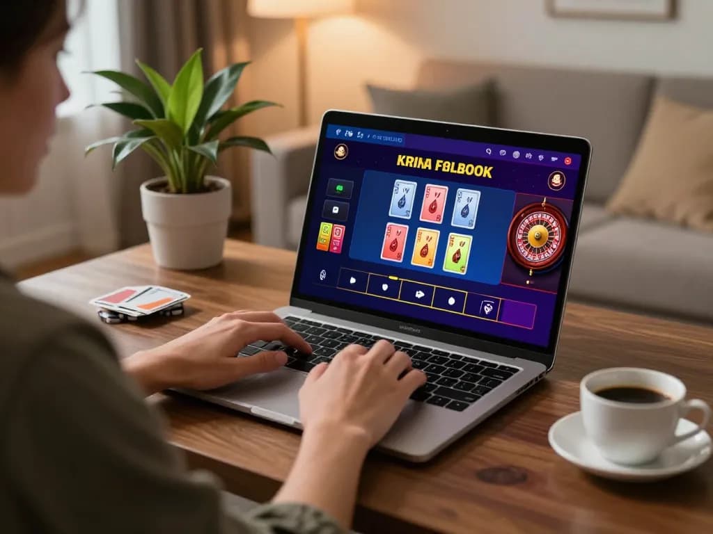 LLWIN player engaging with live dealer games on a laptop in a cozy home setting
