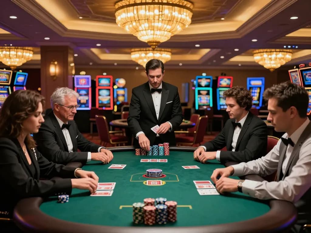 Experience strategic gameplay at sunwin with an elegant poker session in a luxurious casino.