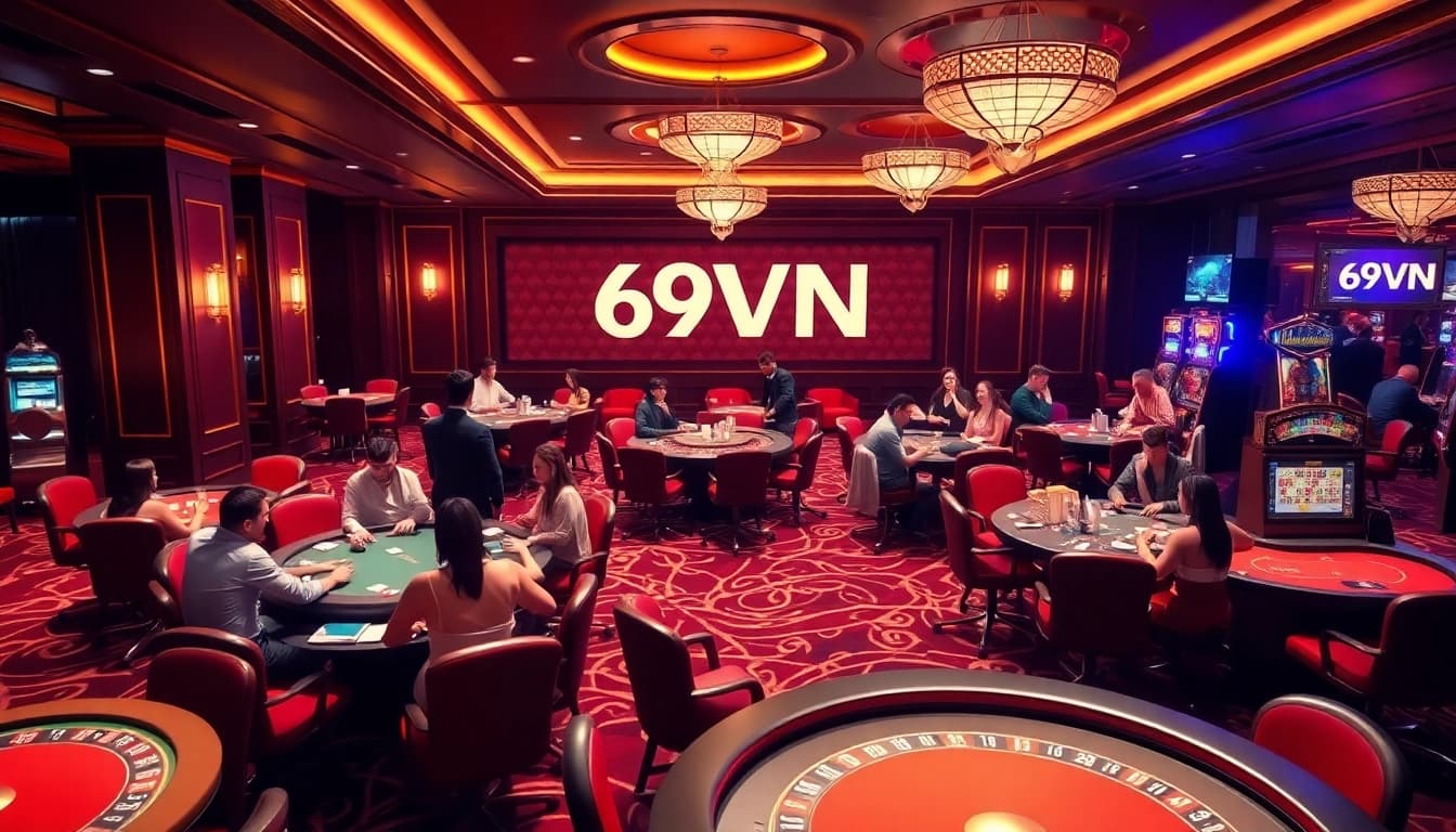 Experience the vibrant atmosphere of 69VN Casino with exciting gaming options and luxurious decor.