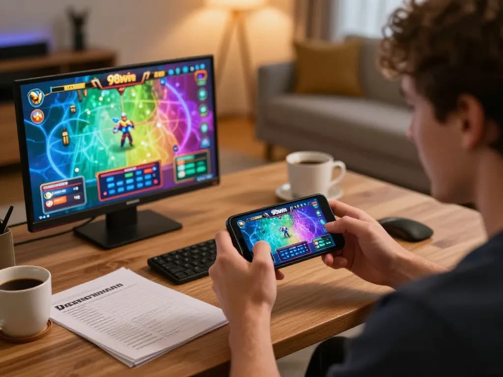 Experience thrilling gameplay on 98win app with smartphone showcasing exciting casino graphics