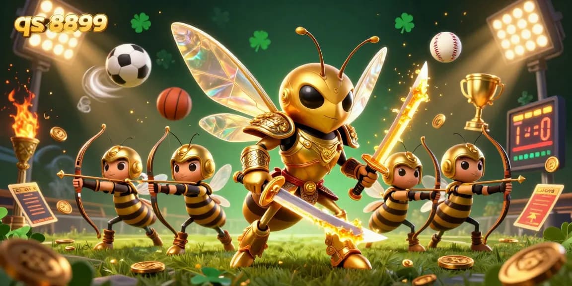 Experience thrilling sports betting excitement with qs8899 as cartoon characters wield katanas amid dynamic gaming elements.