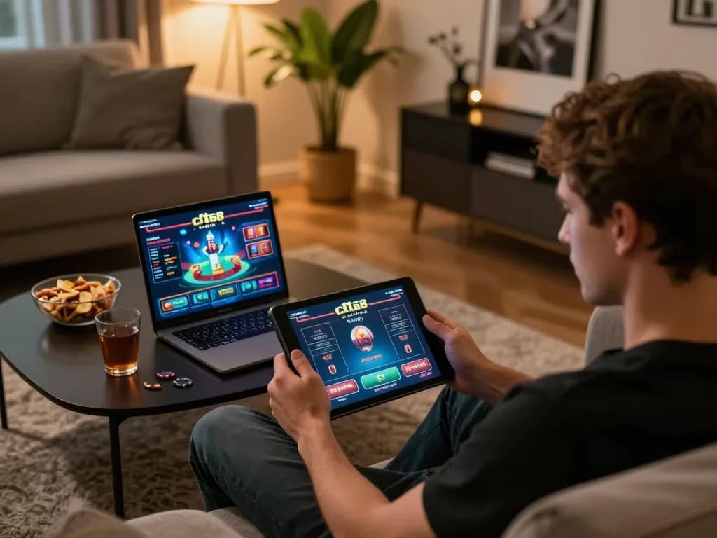 Engaging gameplay on cf68 platform from home, showcasing a cozy gaming atmosphere.