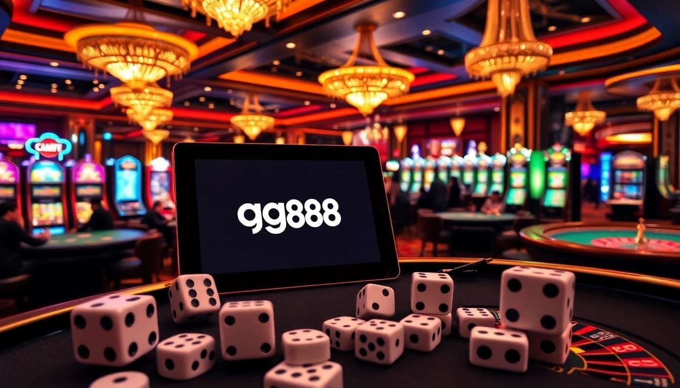 Players winning at an upscale casino, showcasing gg88 gaming experience with vibrant tables and interfaces.