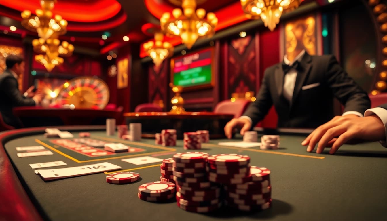 Experience the excitement of high-stakes poker at a luxurious casino featuring C168 games and vibrant atmosphere.