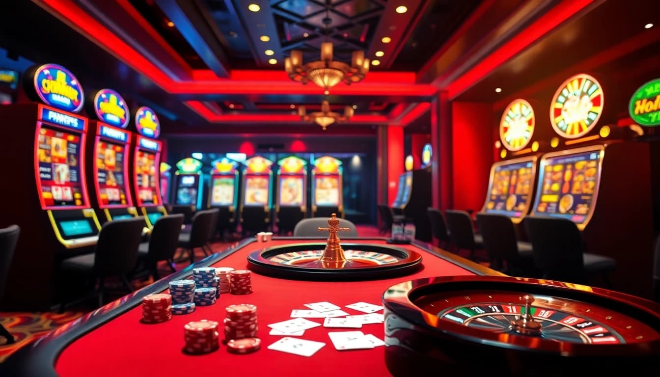 Experience thrilling gameplay at Kingfun's vibrant casino tables and slot machines.
