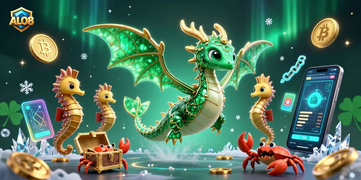 Engage with ALO8's casino adventure featuring vibrant sea life among digital crypto treasures.