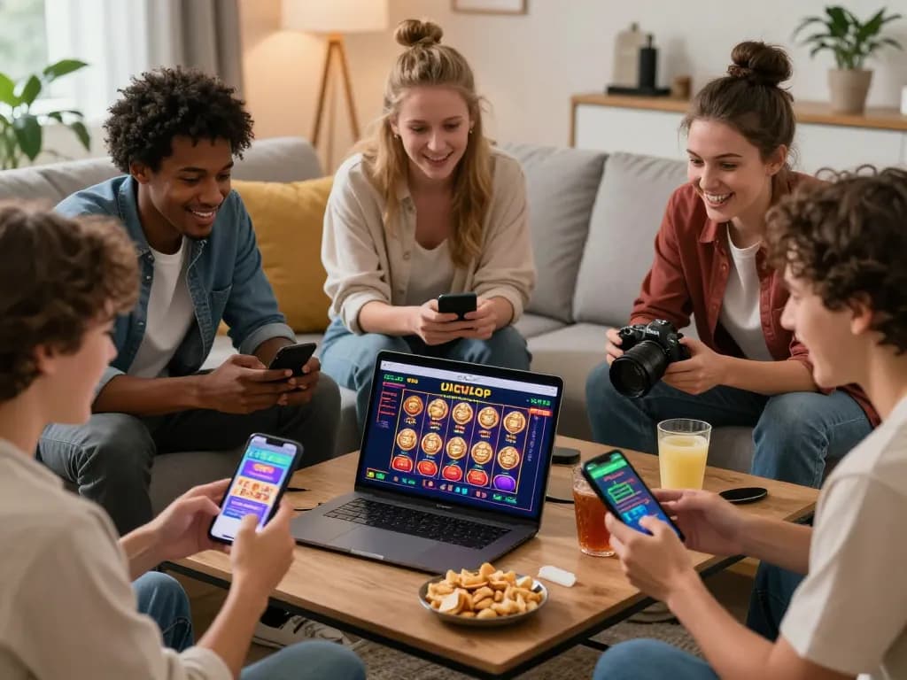 O8 online betting platform experience with friends enjoying games at home.