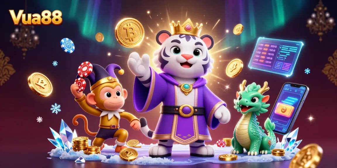 Experience thrilling gameplay with Vua88 as a royal tiger, playful monkey, and jade dragon come to life!