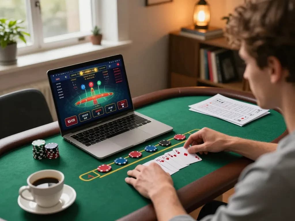 Player placing strategic bets on fb88 in a stylish home gaming setup, illustrating responsible online gambling.