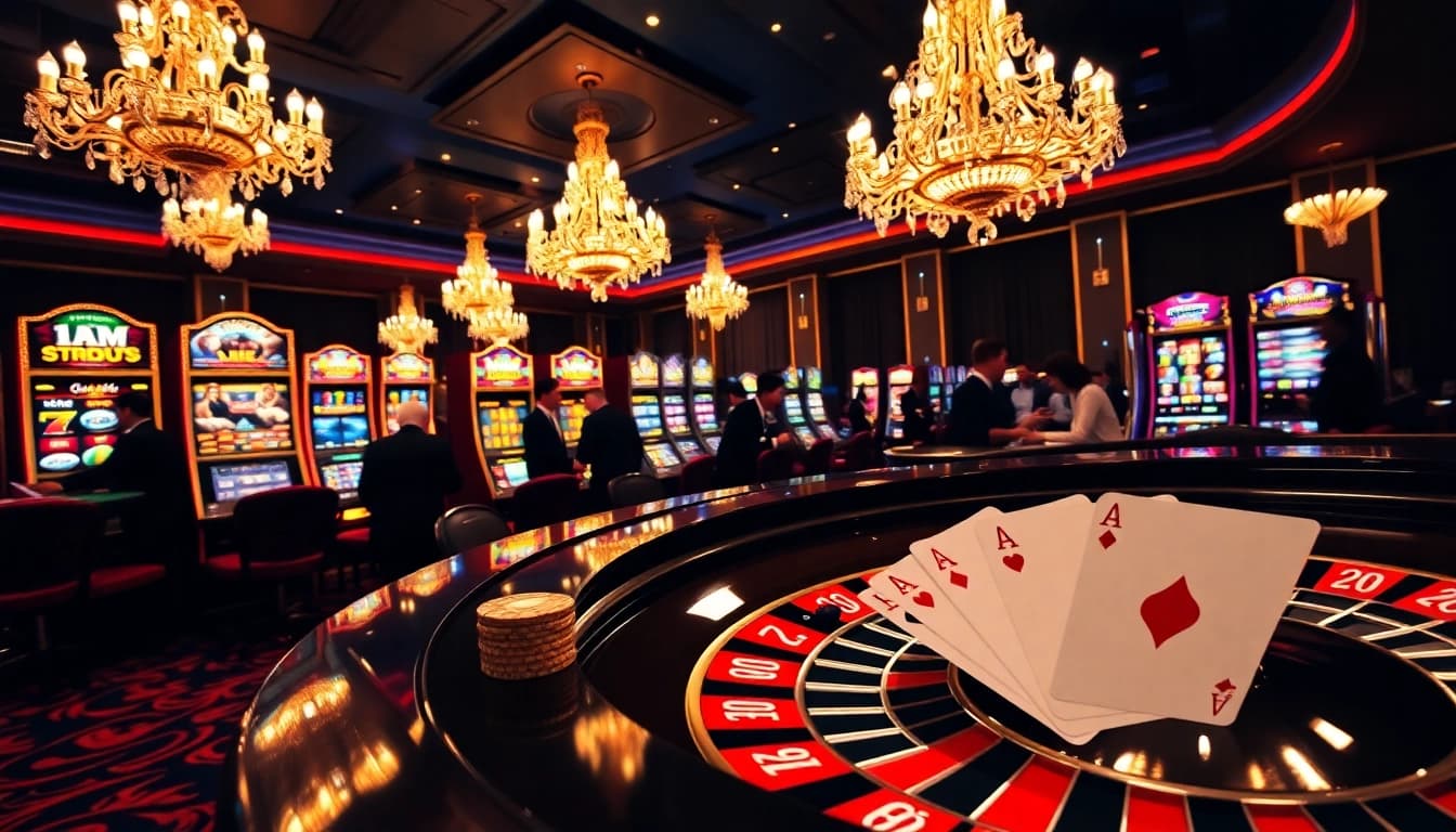 Experience thrilling gameplay at dh88 with vibrant casino scenes of roulette and poker.