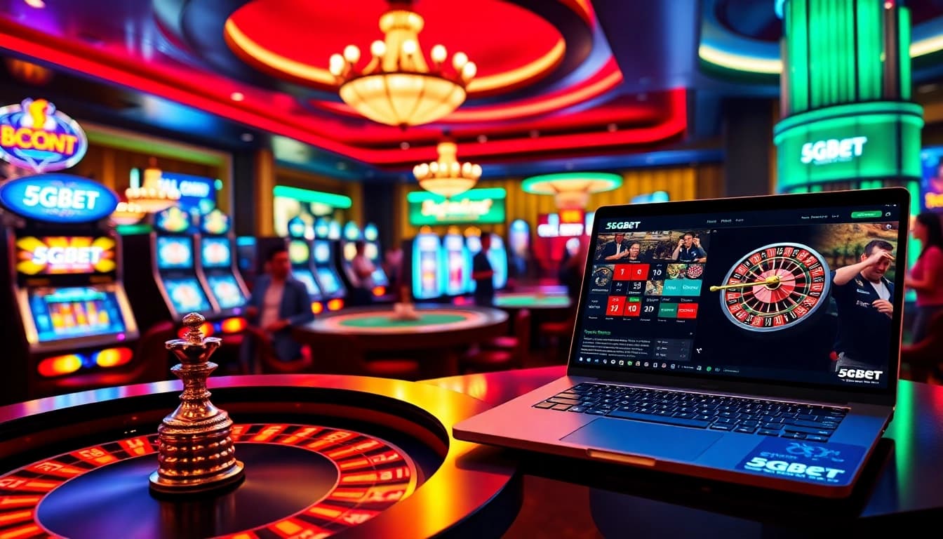 Experience thrilling online gambling with 5GBet's vibrant casino interface and dynamic games.