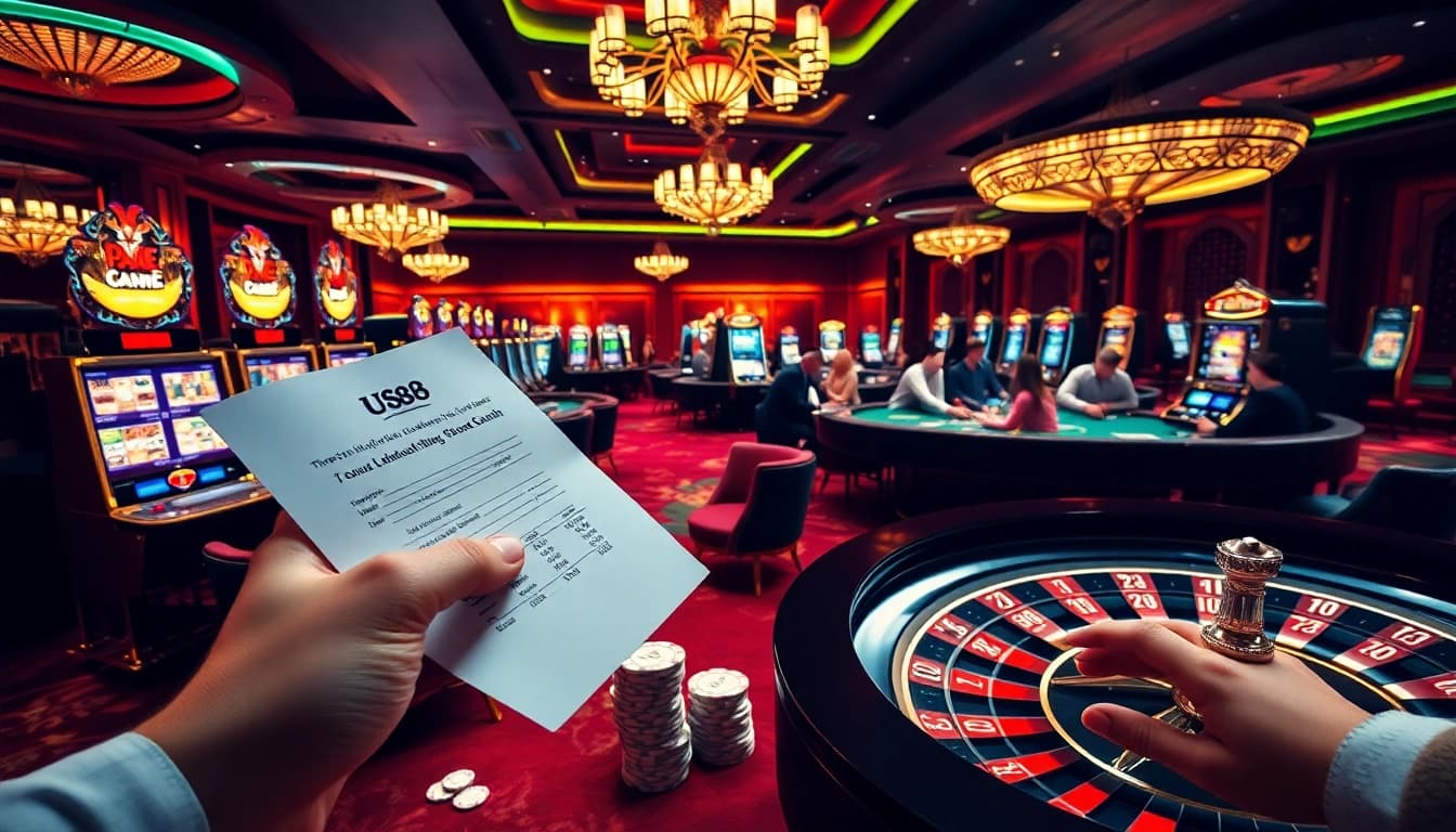 Experience the excitement of UU88 with vibrant casino tables featuring thrilling games and players engaged in action.