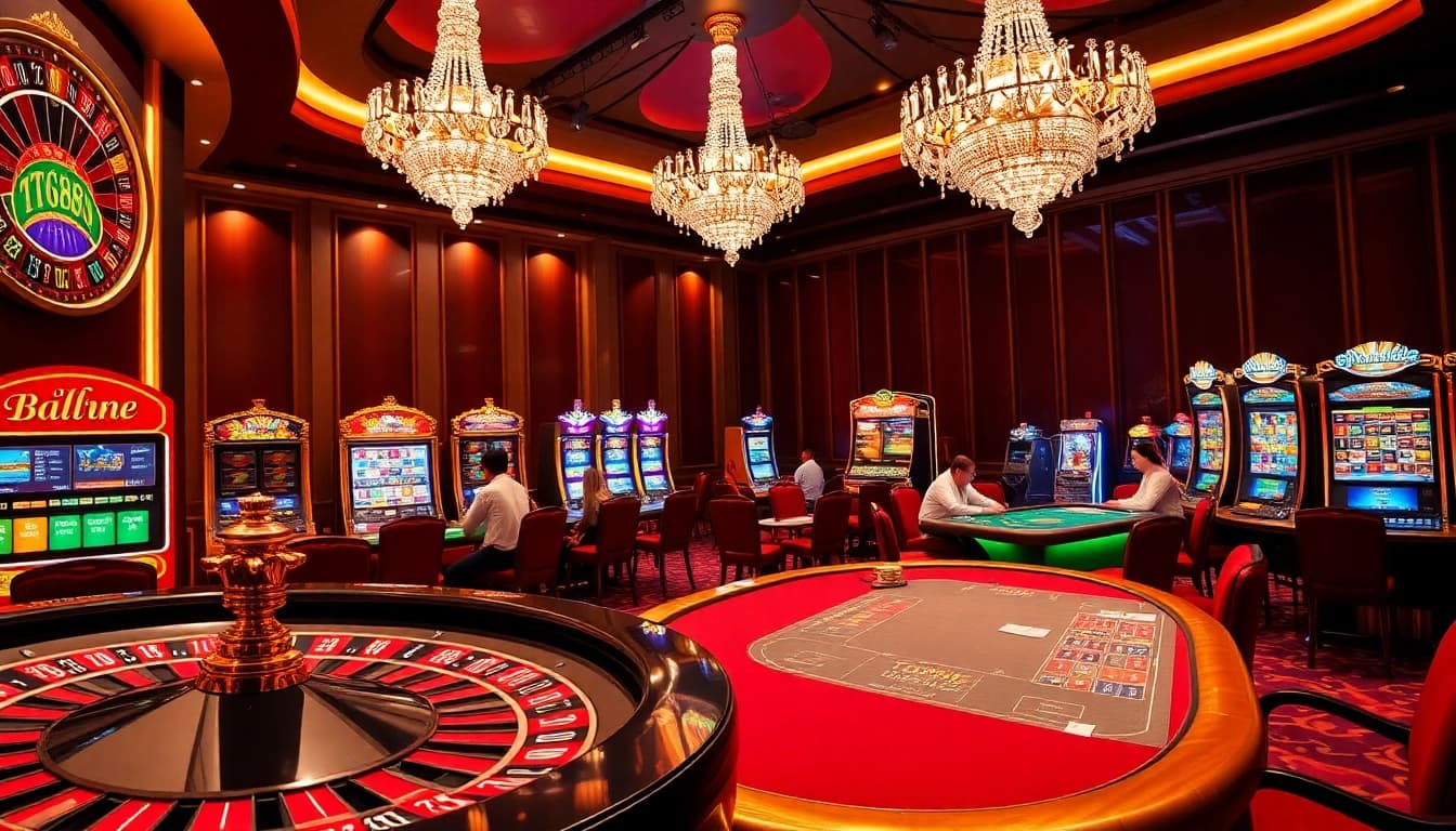 Experience the excitement of gaming at tg88 with immersive casino elements and vibrant slot machines.