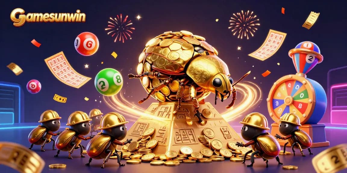 Join the gamesunwin adventure with casino symbols and lottery excitement!
