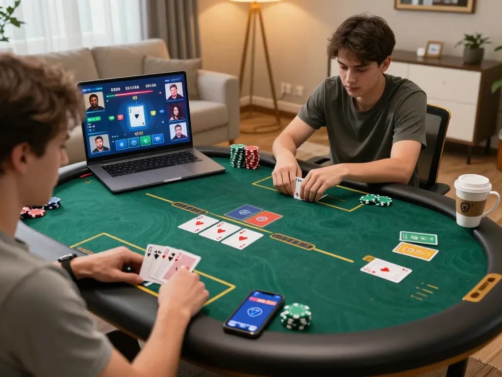 SC88 engaging online poker gameplay with colorful interface and focused player action in a cozy setting.