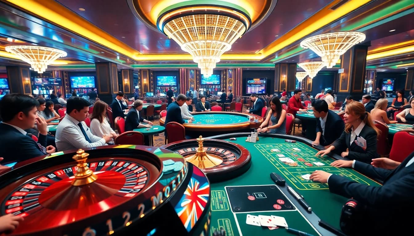 Experience the thrill of live gambling action at https://luck88.games/ with players enjoying a casino atmosphere.