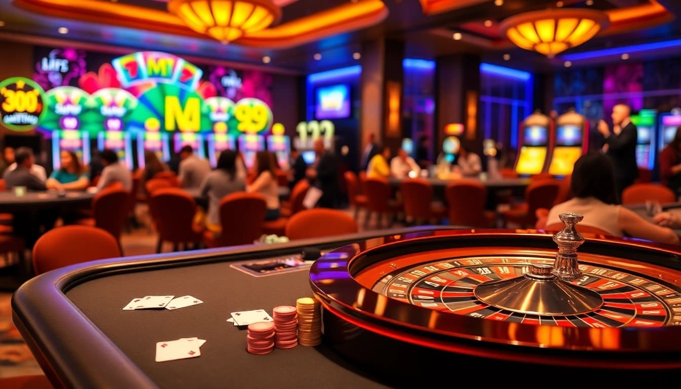 Experience the excitement of MM99's casino with vibrant games and lively atmosphere.