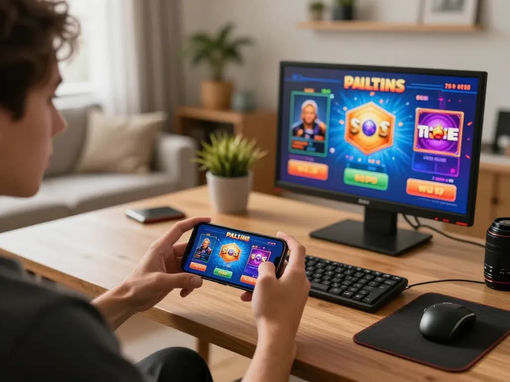 Experience excitement at 33win with mobile gaming on your smartphone in a cozy home setting.