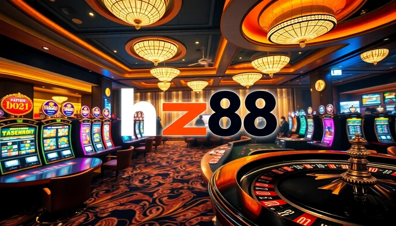 Experience the thrill of winning at hz88's luxurious casino with vibrant tables and exciting games.