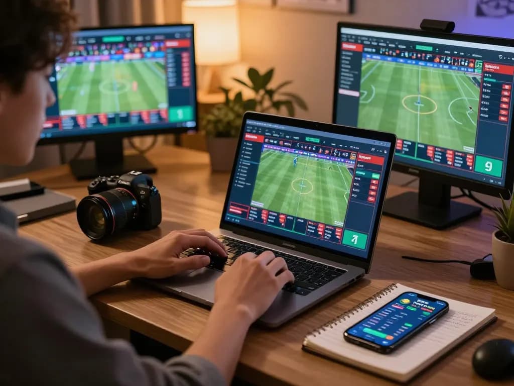 Place strategic bets on lc888 with the latest sports odds displayed on a laptop.