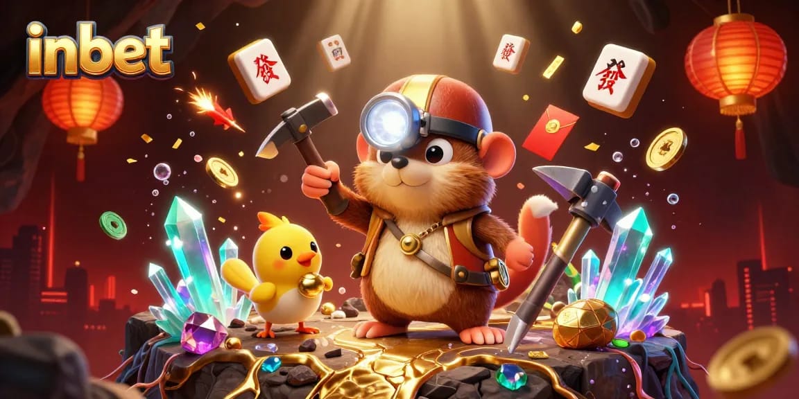 Bet on inbet's thrilling adventures with a treasure hunter mole in a vibrant 3D casino scene.