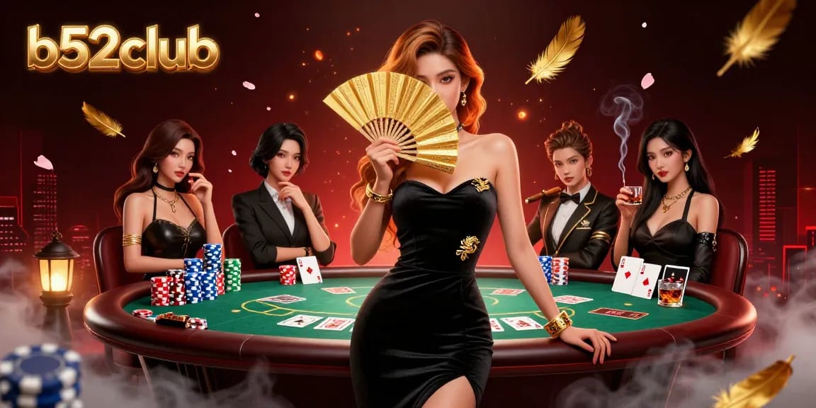 B52club captures the thrill of poker with vibrant chips, cards, and a stunning casino ambiance.
