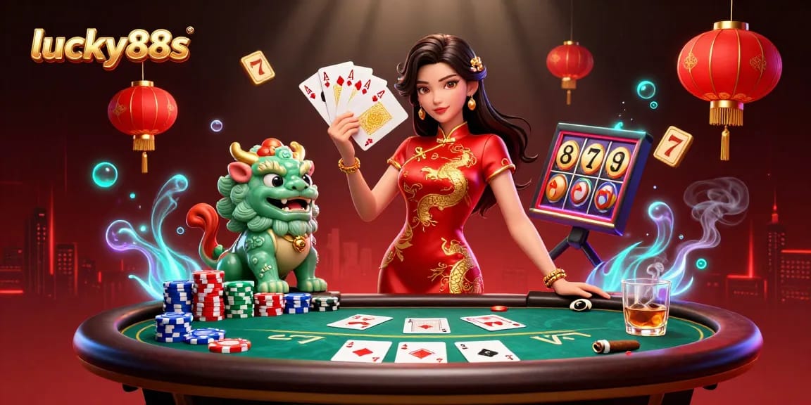 Experience high-stakes poker with lucky88s in this vibrant casino scene filled with excitement.
