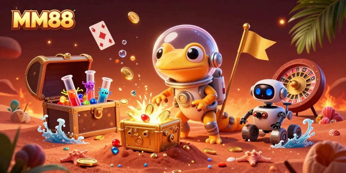 Celebrate wins at MM88 with vibrant casino illustrations showcasing dynamic game elements.