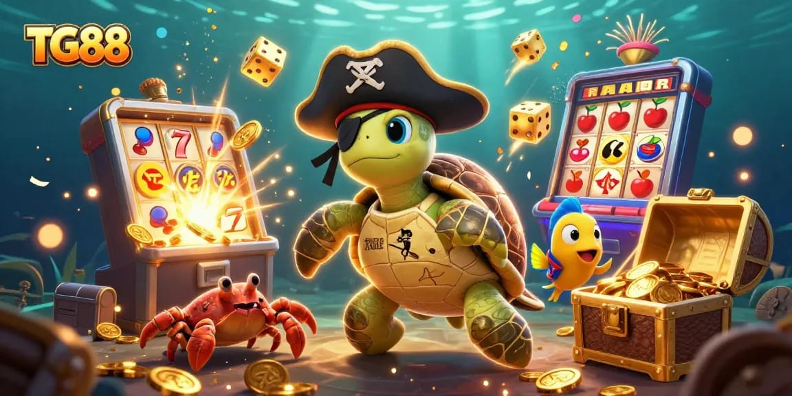 Experience exciting gaming at TG88 with a vibrant pirate theme, showcasing slot games and casino adventures.