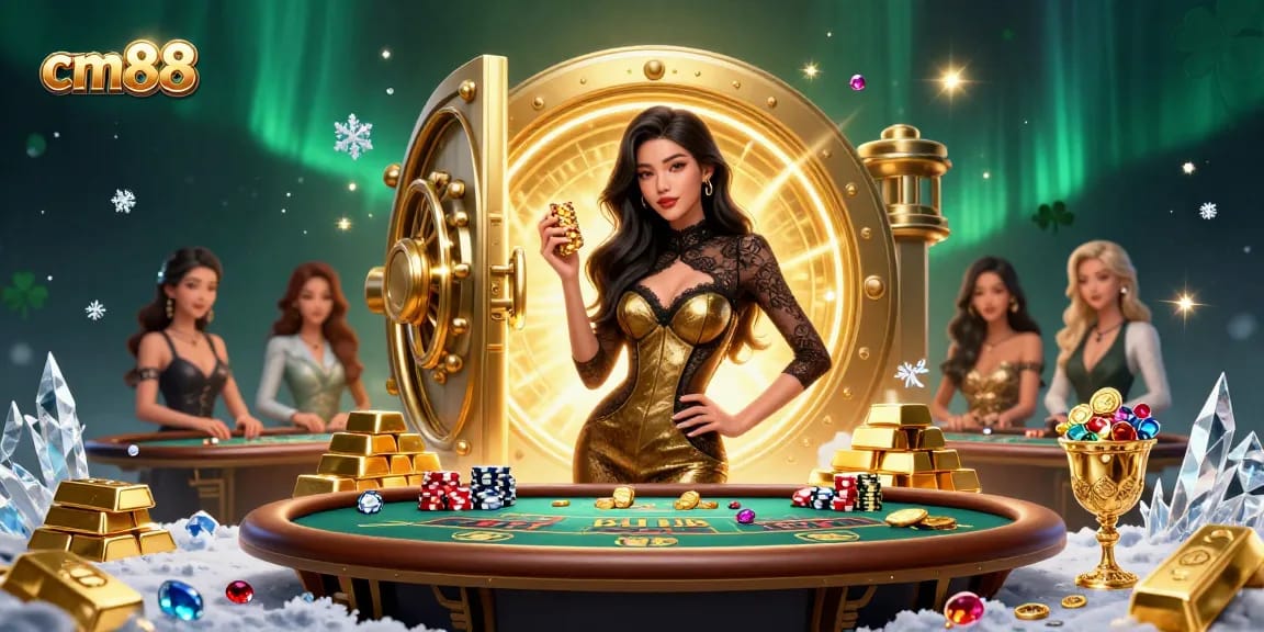 Experience excitement at cm88's VIP baccarat table with glamorous winnings and rich prizes.