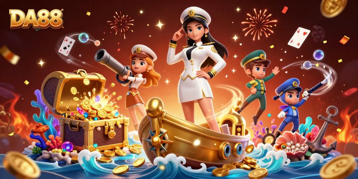 Experience thrilling DA88 gaming adventures in a vibrant 3D ocean of treasure and excitement.