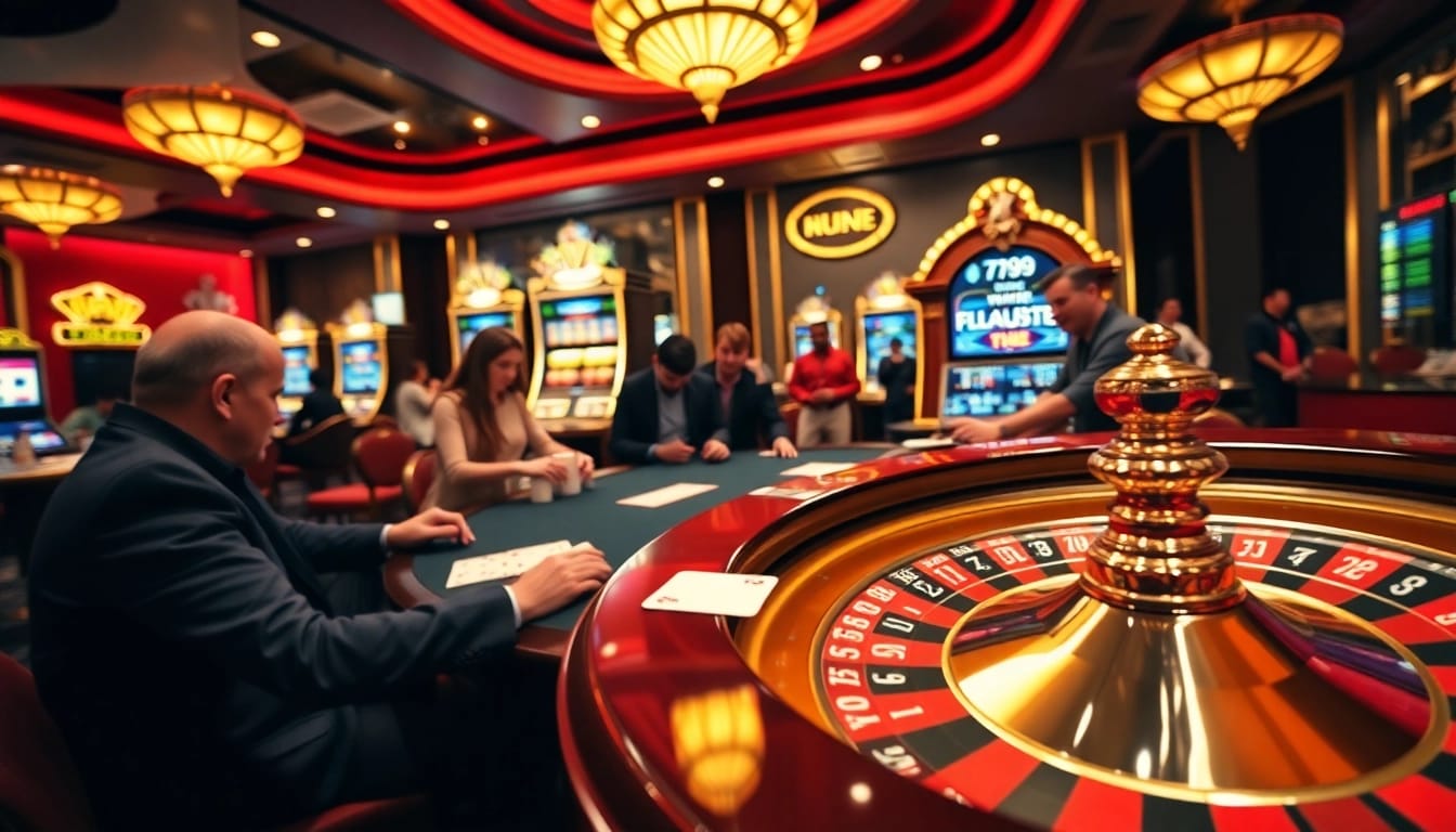 Players experiencing thrilling poker action at 789club in a luxurious casino setting.