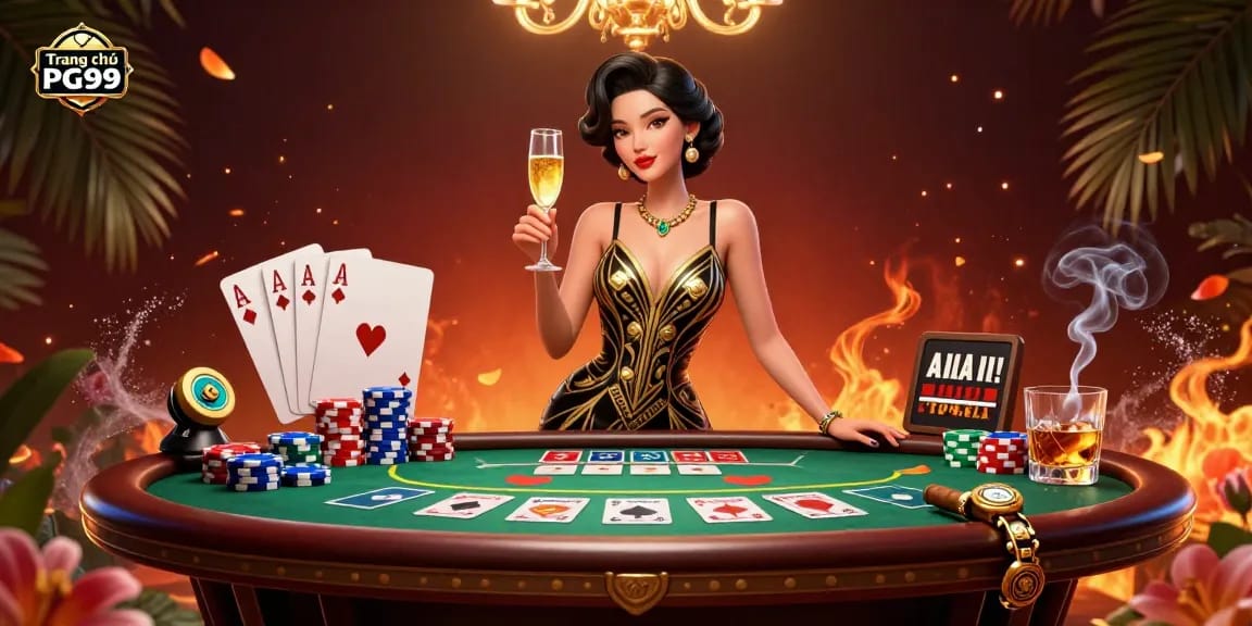 Experience the excitement of Trang chủ PG99 with elegant Asian casino illustration highlighting vibrant poker elements.