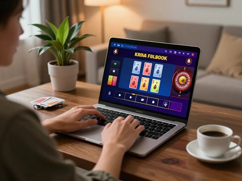 LLWIN player engaging with live dealer games on a laptop in a cozy home setting