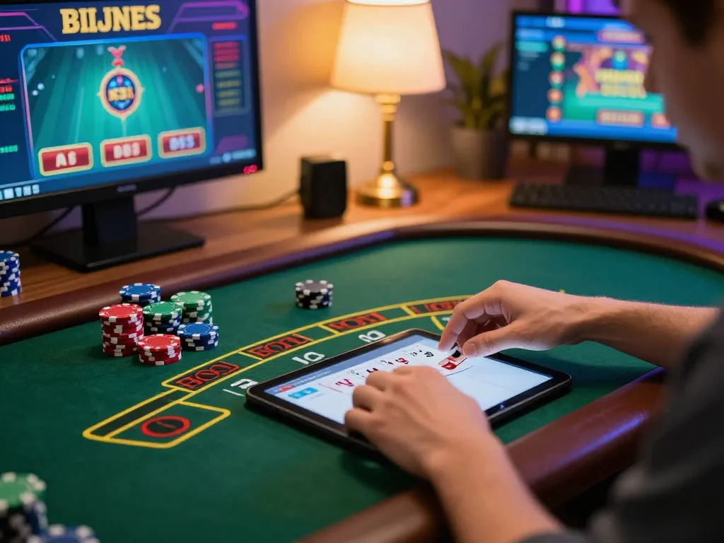 Engaging player placing bets in fly88 live dealer blackjack game, showcasing online casino excitement