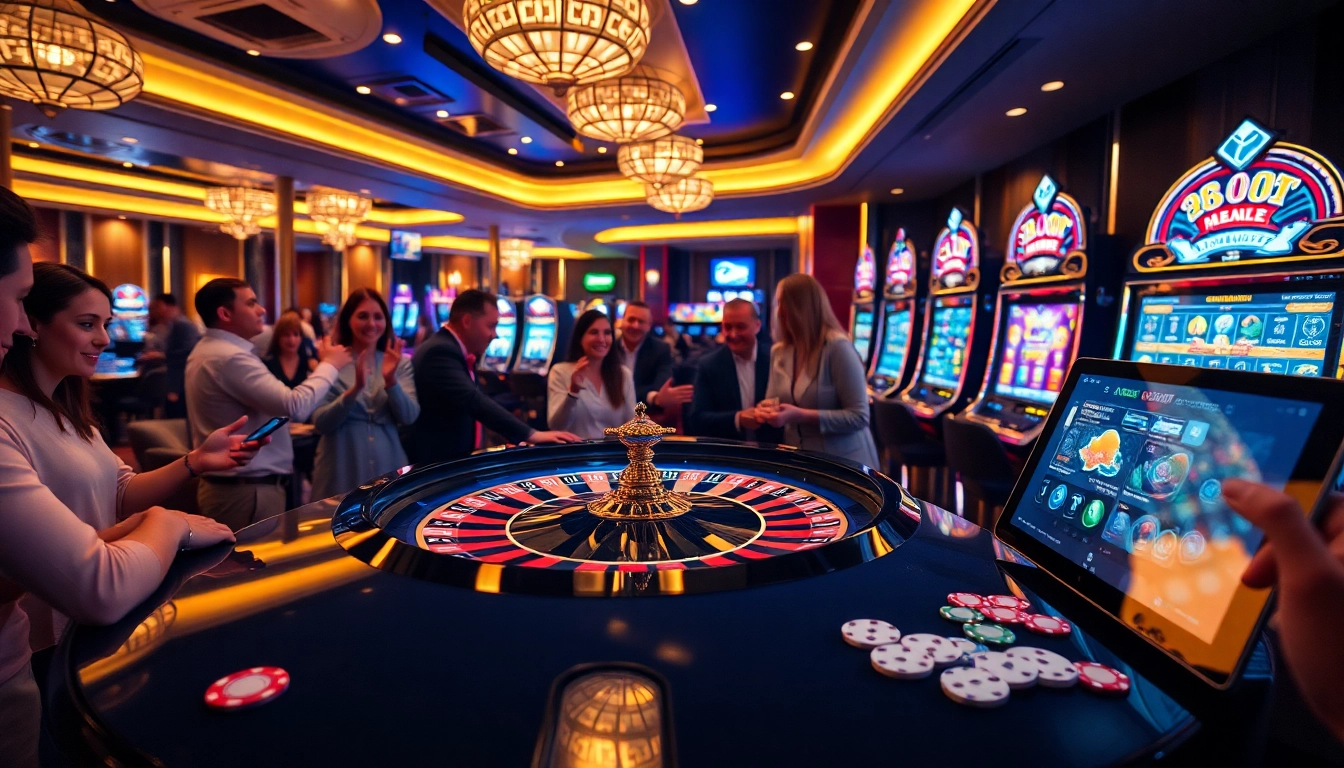 Experience the excitement of live gambling at https://68vip.video/ with a vibrant roulette table scene.