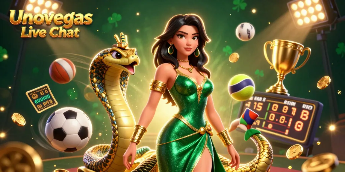 Engage with the vibrant Unovegas Live Chat featuring a dazzling casino scene with dynamic game elements.