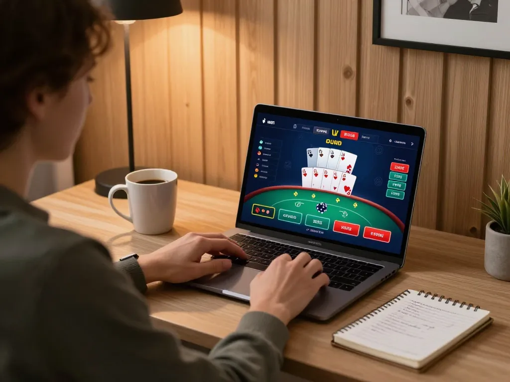 Engaging online poker scene showcasing TR88 gaming experience with strategic focus and vibrant interface.