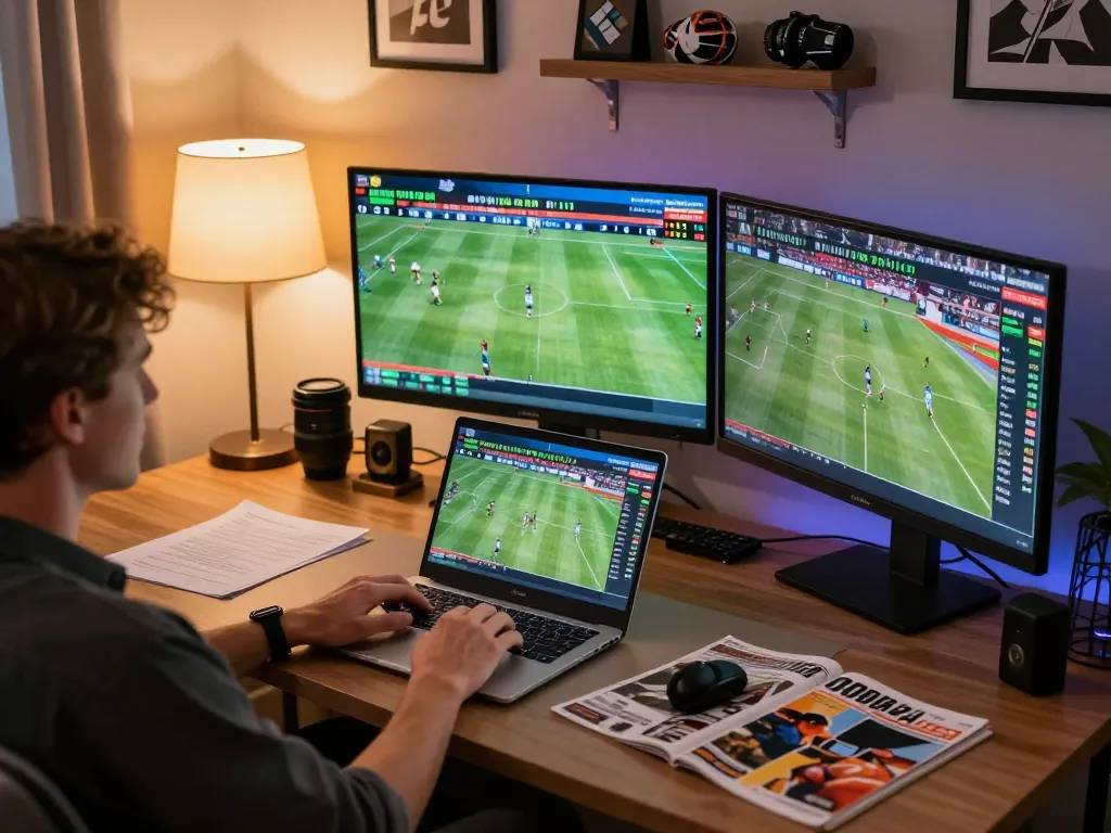 Person engaged in online sports betting on laptop, highlighting tx88f connection to thrilling betting action.