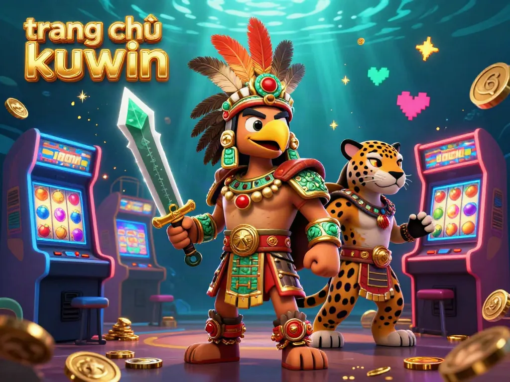 Engage with the vibrant scene at trang chủ kuwin featuring Aztec warriors in a dynamic casino environment.